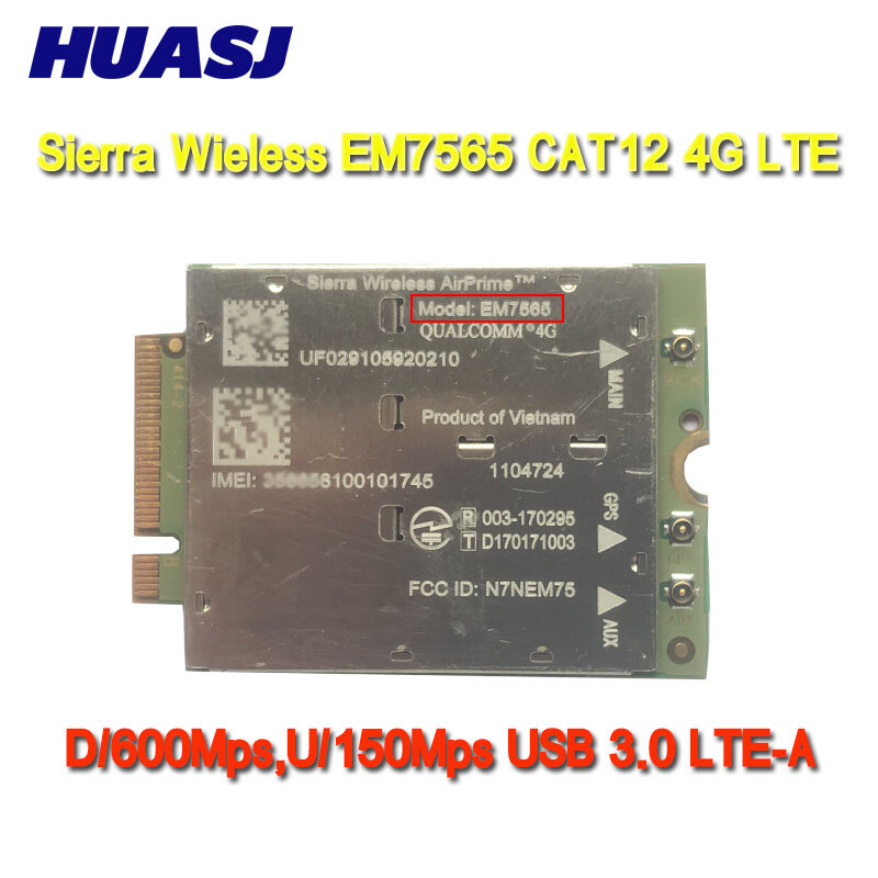 Sierra Wireless EM7565 LTE-Advanced Pro โมดูล Cat-12 600M 1104724 4G LTE NGFF โมดูลสำหรับแล็ปท็อป