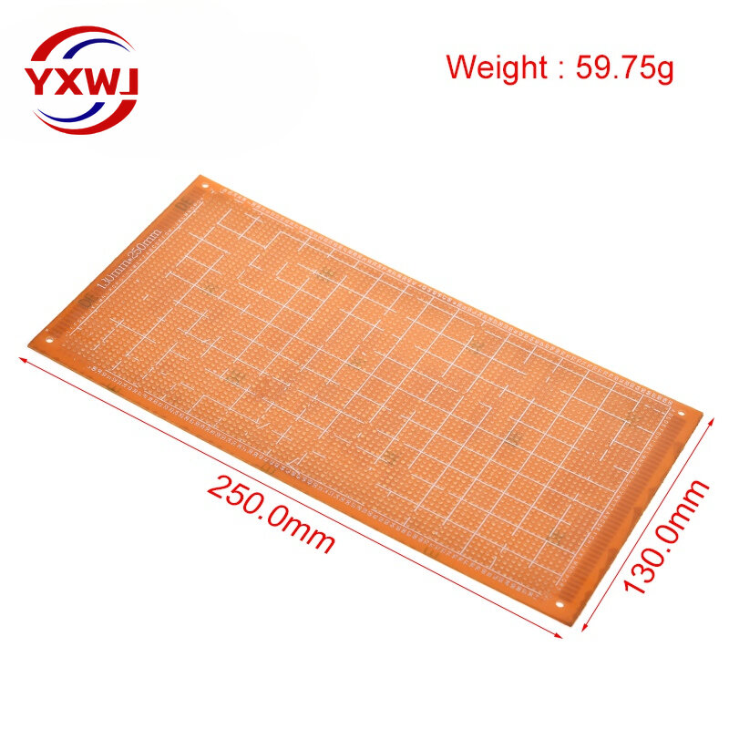 Universal Prototype PCB Breadboard, Bakelite Copper Plate, Circuit Board, Único Lado, 2.54mm, 13x25 cm, 1Pc