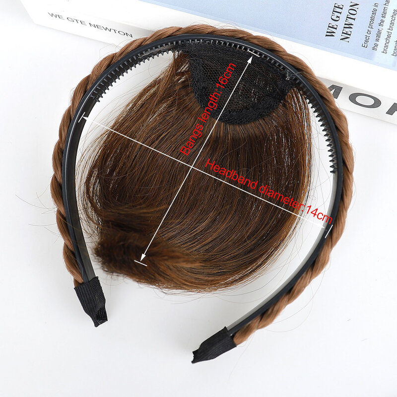 Syntetyczne warkocze z opaską grzywka sztuczna prosta naturalna grzywka odporna na ciepło włosy akcesoria dla kobiet