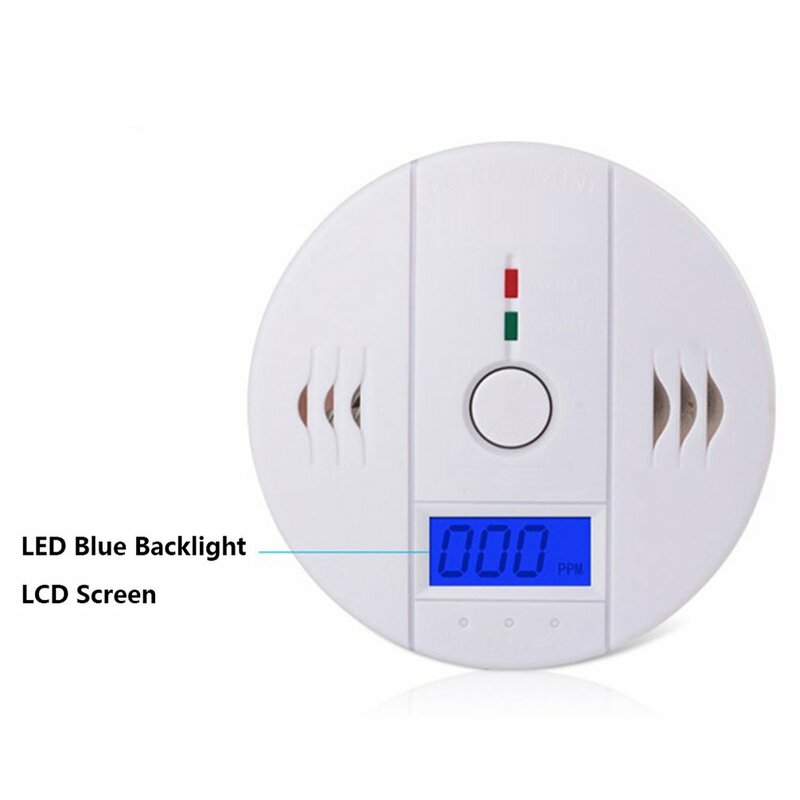 TAIBOAN Sensor de alarma de CO independiente de alta sensibilidad, Detector de alarma de monóxido de carbono para el hogar, 85dB, pantalla fotoeléctrica LCD de advertencia