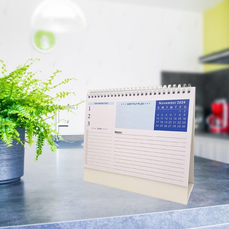 2024 Mini calendario da tavolo mensile agenda giornaliera Planner Home Office Decor calendario da scrivania Flip Standing Desk Calendar