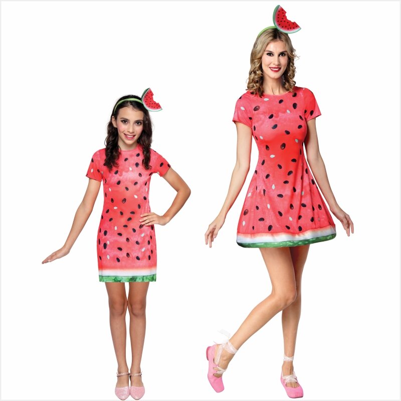 2023 Cosplay Kostüm Obst Wassermelone Ananas Kiwi Erdbeer Kleid Leistung Karneval Party Outfit Eltern-Kind-Kleidung