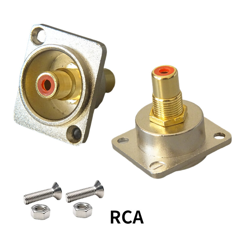 RCA fêmea para fêmea reta Butt conjunta com parafuso, adaptador painel fixo, módulo conector