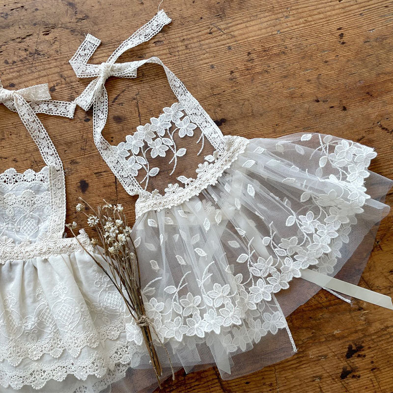 新生児用プリンセスドレス,透かし彫りのレースの衣服,ノースリーブのプリンセスドレス,背中の開いた夏のスカート