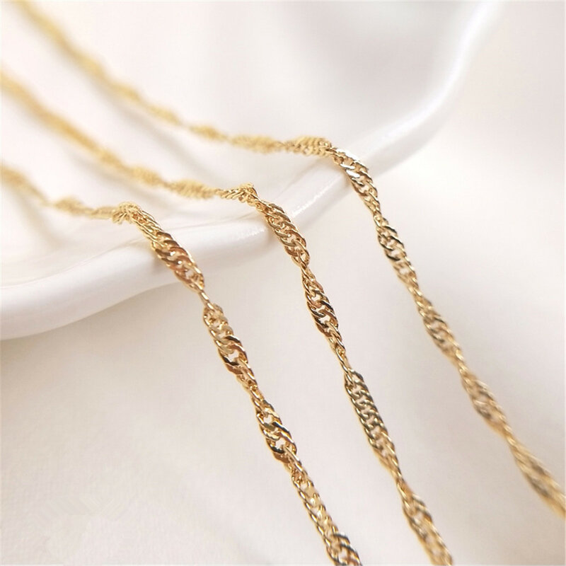 14K Gold-filled Copper Chain Bag Real Gold Water Wave Chain DIY Handmade Hanging Chain Necklace Ear Jewelry Loose Chain Material