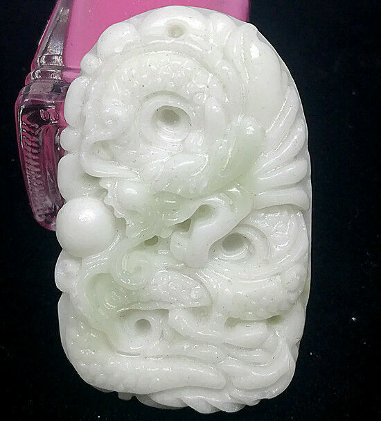 Colgante de Piedra de jade Natural para hombre y mujer, estatua de jade, animal, dragón, amuleto, nuevo collar de moda grabado Regalos