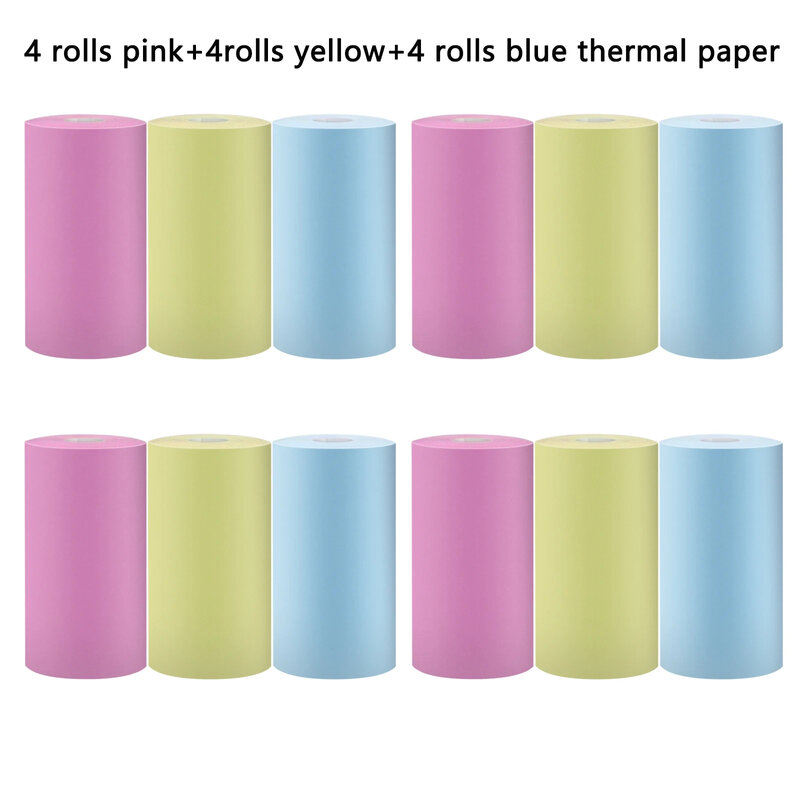 Papel térmico auto-adesivo colorido, papel fotográfico para crianças, adesivo para mini impressora, impressão acessórios de substituição, peças, 57mm