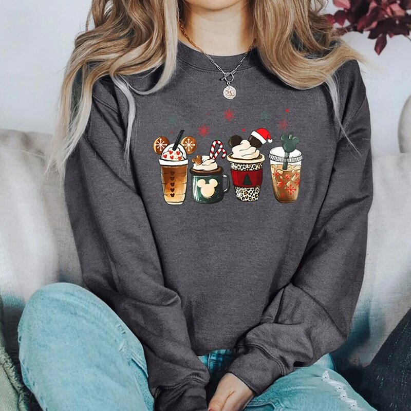 Sudadera de café de Navidad de pan de jengibre, sudadera con capucha para amantes del café, suéter mágico de Navidad, Tops de Navidad con Latte helado