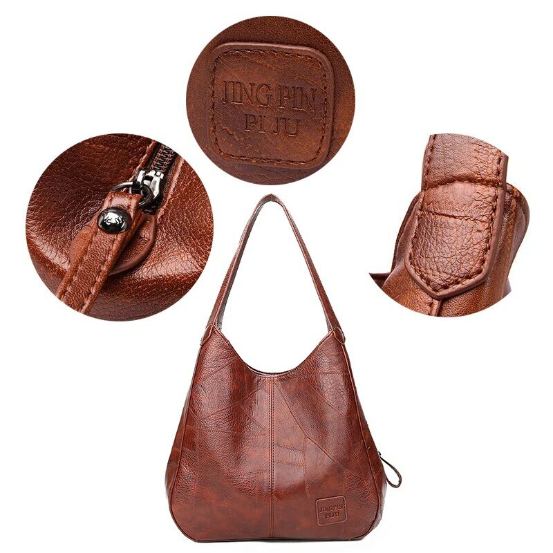 Bolso Vintage de cuero de gran capacidad para mujer, bolso de hombro de grano de mármol, bolso de viaje diario, compras