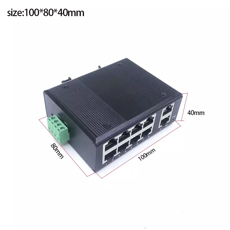 Nicht verwalteter Mini 10Port 10/100m 5V-58V 10Port 100m Port Industrie Ethernet Switch Blitzschutz 4kV, anti statisch 4kV