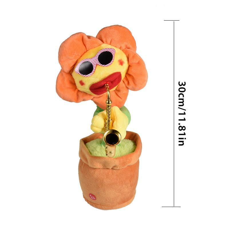 Sing & Dance Saxophone Sunflower Upgrade Toy 80 Music With Lights Plush Funny Creative Singing Plushy Toys Doll Ornaments