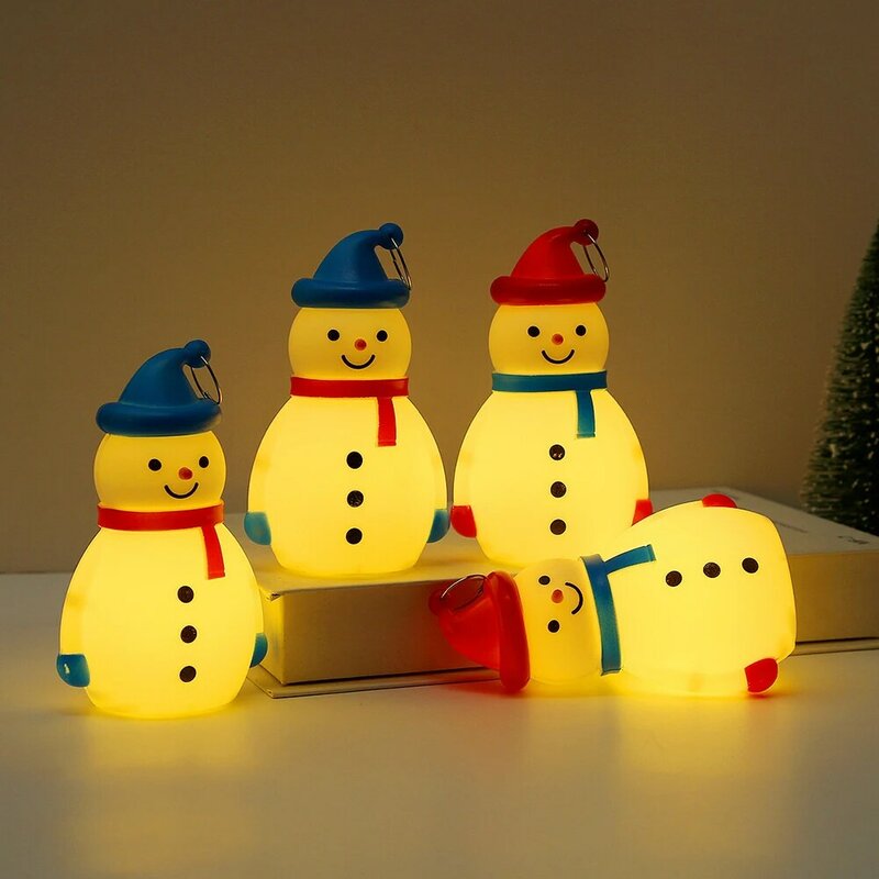 Lampu malam LED Natal, lampu manusia salju gantung pohon Natal dioperasikan baterai lampu dekorasi dalam ruangan pesta Natal