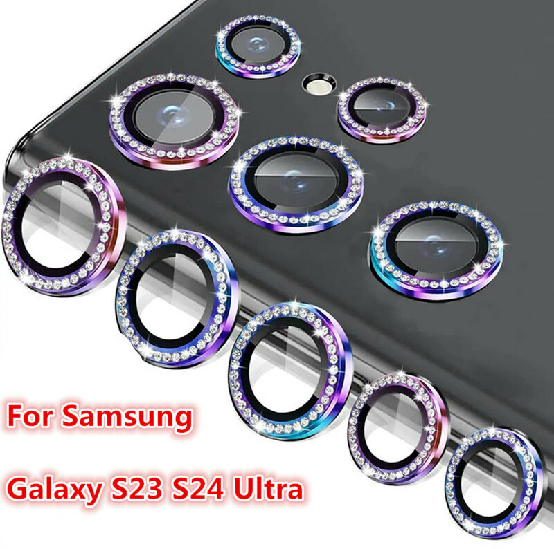 Estojo Protetor para Samsung Galaxy S24 Ultra, Cor Fria, Diamante, Vidro, À Prova de Gota, Câmera, Protetora, Adequado, S23 Ultra
