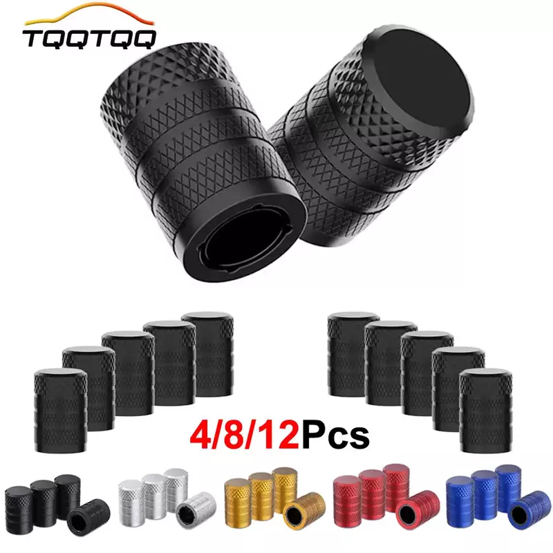 TQQTQQ 4/8/12Pcs Aluminum Tire Valve Cap, Corrosion Resistant, Universal Stem Covers for Cars Trucks Motorcycles SUVs and Bikes