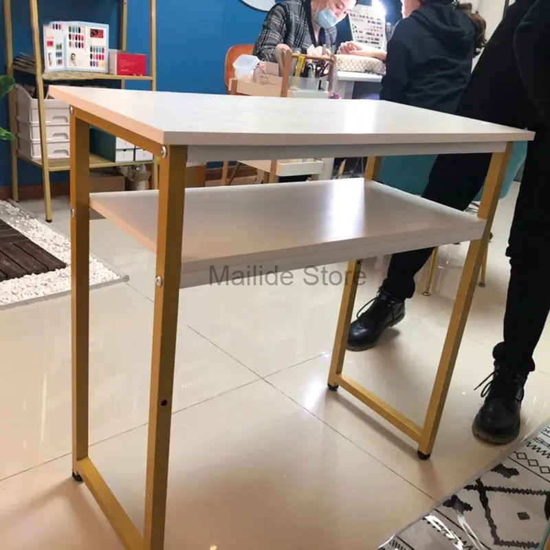 โต๊ะทำเล็บแบบคู่สไตล์ญี่ปุ่นแบบเรียบง่ายเฟอร์นิเจอร์ร้านเสริมสวยโต๊ะเล็บระดับมืออาชีพหรูหรา
