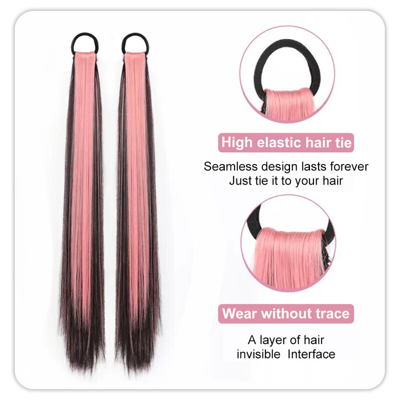 Xtensions trecce da boxe sintetiche corda per capelli coda di cavallo per le donne fibra ad alta temperatura rosa Mix coda di cavallo marrone nera
