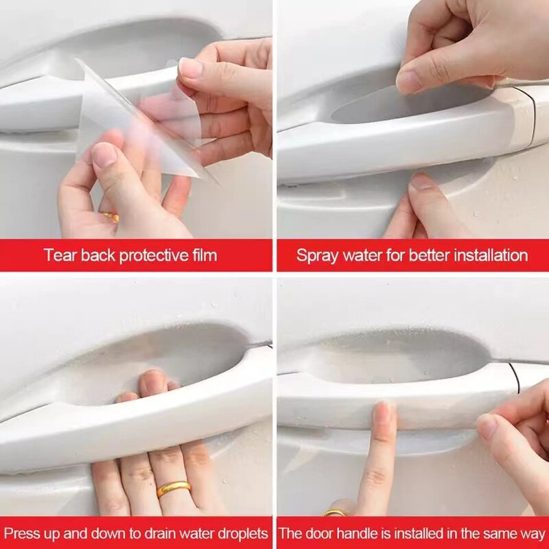 8Pcs Invisible Car Door Bowl Handle Protective Sticker Anti-collision Scratch-resistant Protection Clear Strip Car Accessories