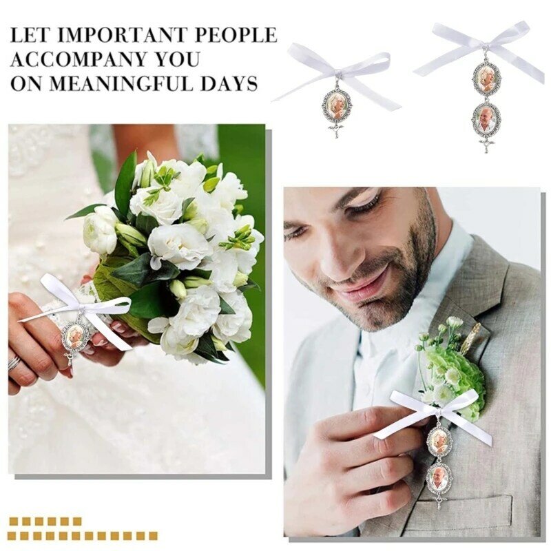KIKI Erinnerungswürdiger herzförmiger Schlüsselanhänger mit Blumenstrauß und Fotorahmen Erinnerung an die Hochzeit
