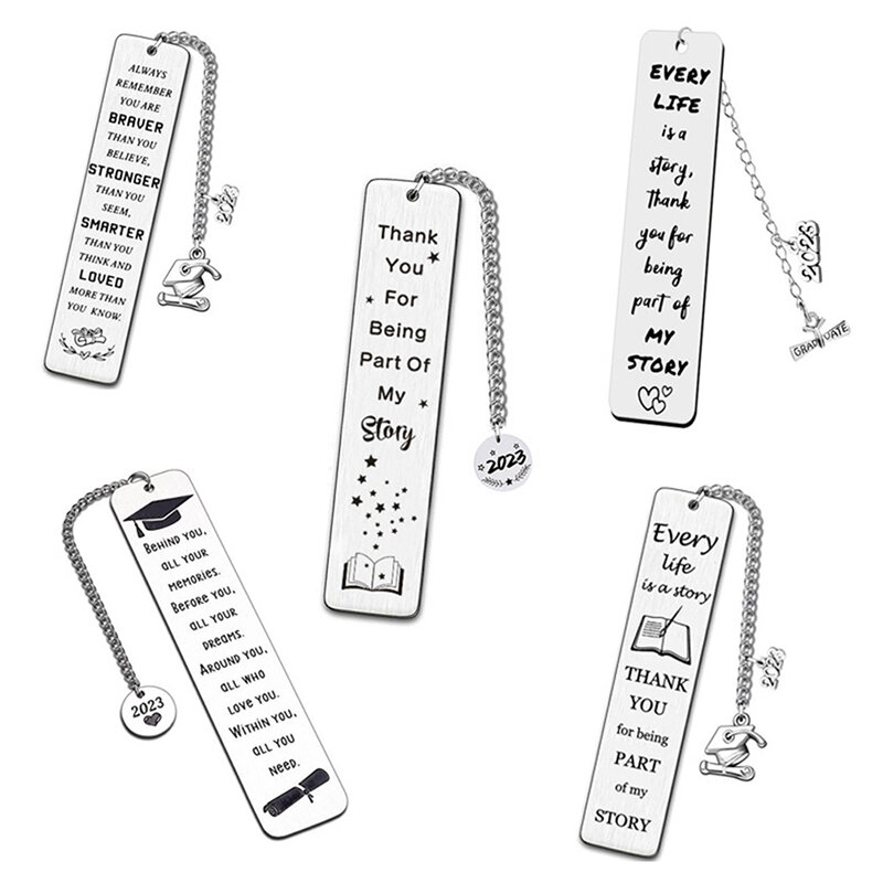 2023 Stainless Steel Inspirational Bookmark For Teachers Students Long Tassel Pendant Book Mark Graduation Jewelry Gifts