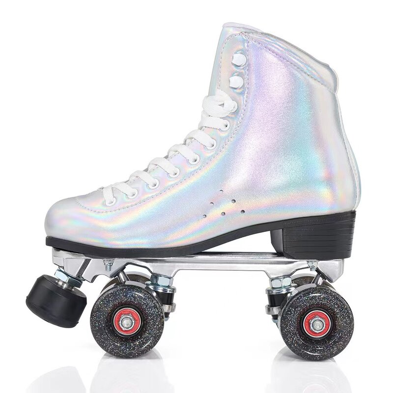 High Quality Laser Fabric Double Row Roller Skate Shoes Patines Aluminum Alloy Bracket Skating Rink Special Adjustable Brake