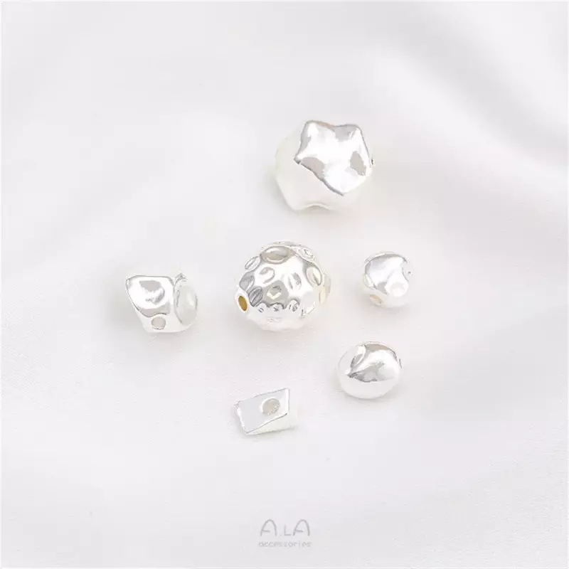Cuentas sueltas irregulares con forma de perla de piedra de plata gruesa, triángulo pequeño, oro roto, cuentas separadas, accesorios de pulsera de cuerda DIY