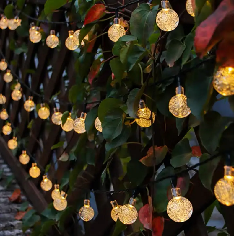 Lampu tali tenaga surya LED, lampu bola gelembung tenaga surya LED luar ruangan dengan 8 mode tetesan air untuk penerangan Taman Pesta dekorasi liburan