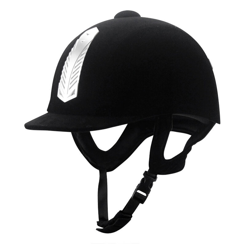Adjustable Velvet Riding Hat Soft Lining All-round Protection No Pressure On Neck Equestrian Helmet Black 56cm
