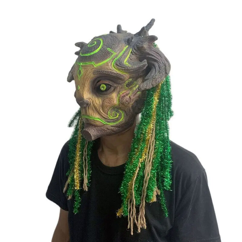 Espírito da floresta Árvore Verde Velho Máscara, Horror Assustador, Zumbis, Fantasma Assustador, Máscara Demoníaca Assustadora do Dia das Bruxas, Adereços para Festa de Carnaval