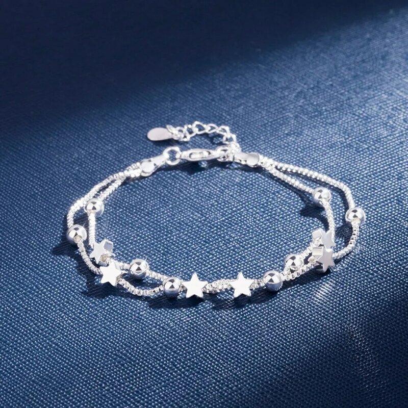 NEW Fine Original luxury 925 silver charm chain Bracelets for women party Wedding engagement Jewelry gifts 20cm