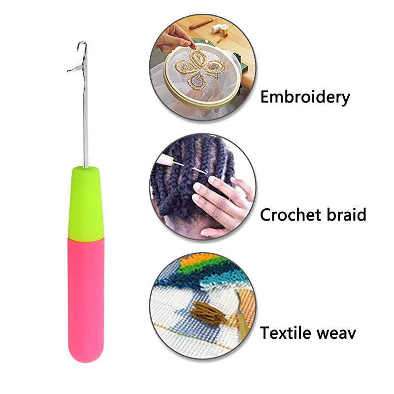 Aguja de ganchillo de plástico, agujas de ganchillo para hacer trenzas, herramientas para el cabello de rastas
