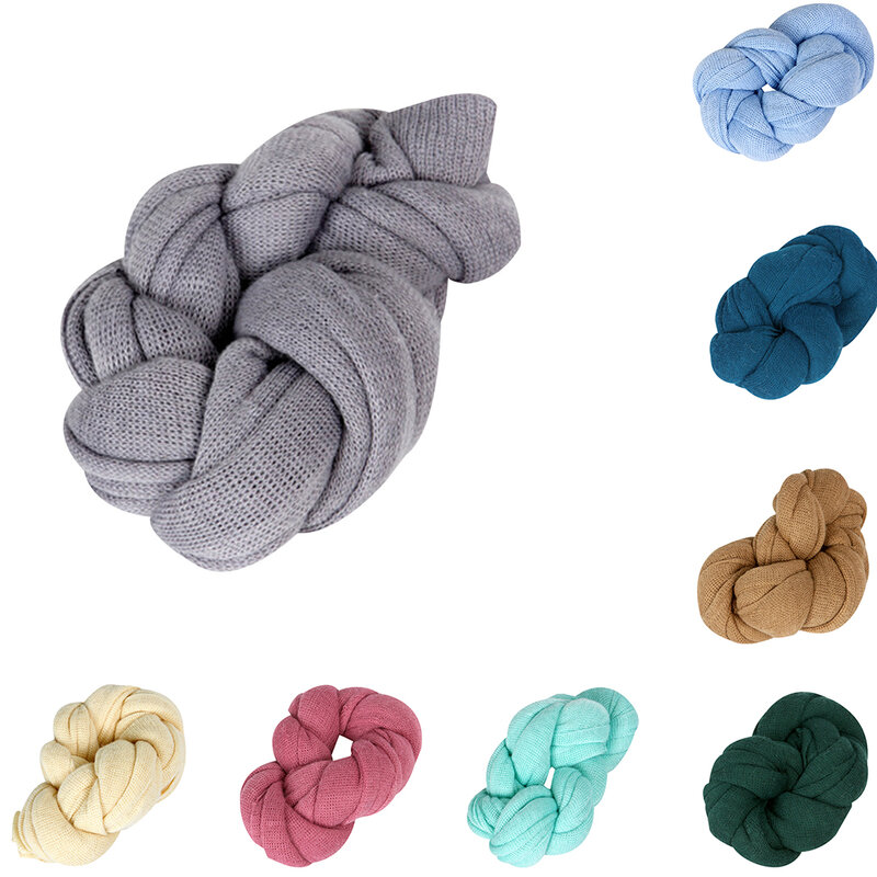 Newborn Stretch Knit Solid Wrap Baby Photography Props Blanket Infant Photo Shooting Basket Stuffer Swaddle