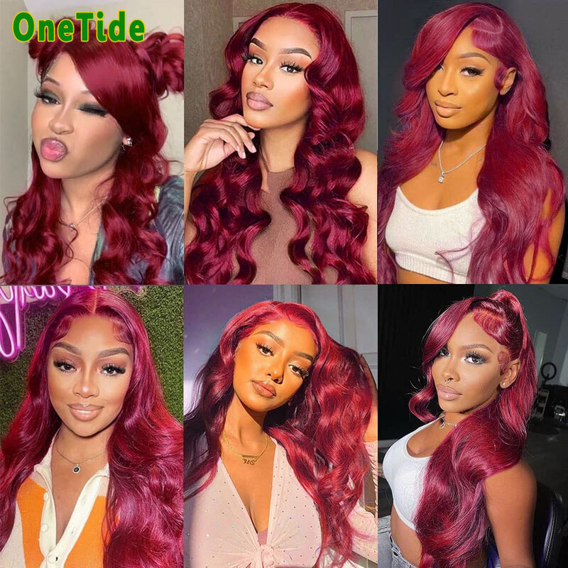 99J Burgundy Lace Front Wig Body Wave Human Hair Wig 13x4 Transparent Lace Front Wigs For Women Human Hair Lace Frontal Wigs