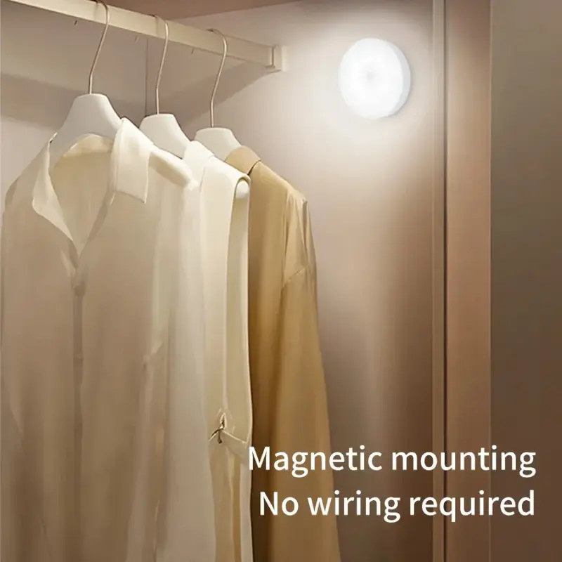 Sensor de Movimento PIR LED Night Light, USB Recarregável, Lâmpada para Cozinha, Armário, Guarda-roupa, Escada, Luz do armário sem fio