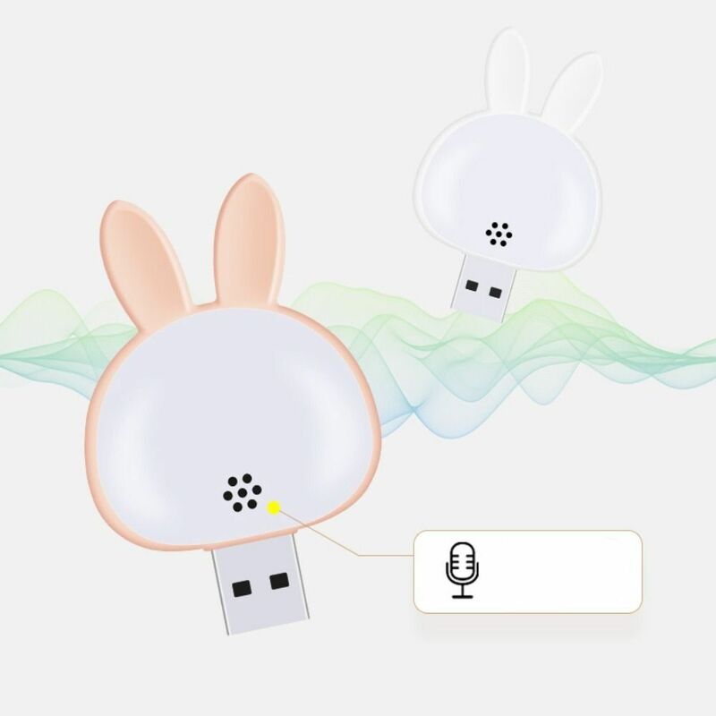 Lampu malam Led kelinci cerdas, lampu baca kreatif Mini dekorasi kamar, lampu dinding samping tempat tidur USB portabel