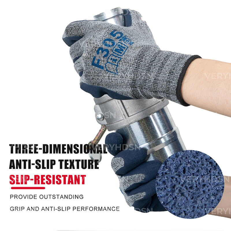 3Pairs Safety Work Gloves For Men&Women High Dexterity Multi-Purpose Firm Non-Slip Grip Cut-Resistant Nitrile Foam Coated
