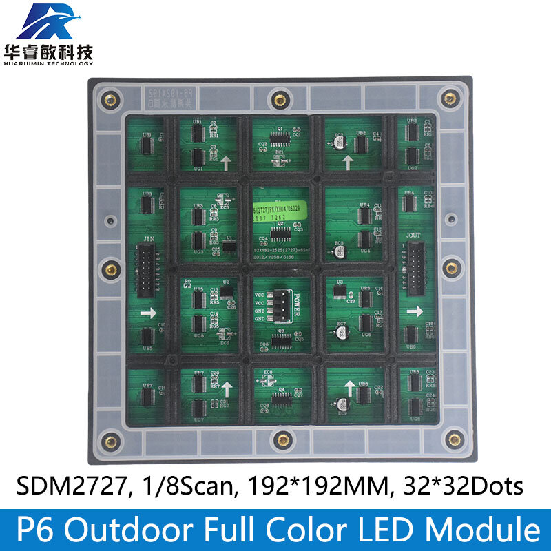 Outdoor P6 LED Sign Display Outdoor Full Color RGB Module Panel SMD2727 192*192mm Advertising Board 1/8Scan 32 x 32pixels