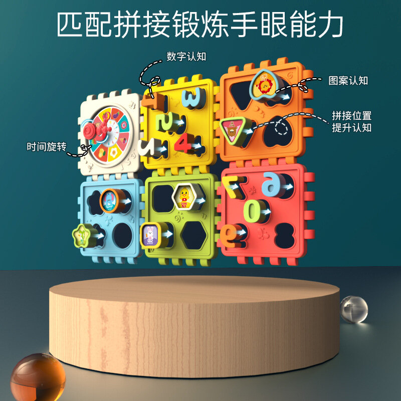 Puzzle Building Block Toy Shape Matching hexaidron con blocco cognitivo grafico numerico per bambino