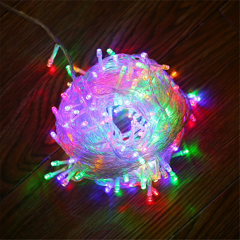 스트링 야외 방수 LED 램프, 크리스마스, 웨딩, 파티 장식 조명, 화환, AC 110V, 220V, 9 가지 색상, 200LED, 20m