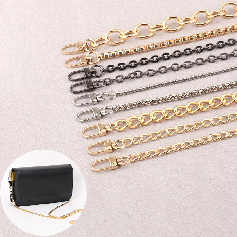 Gold Metal Shoulder Bag Cadeia para Mulheres, Multicolor Strap, Crossbody Bag, Peças Cinto, Acessórios