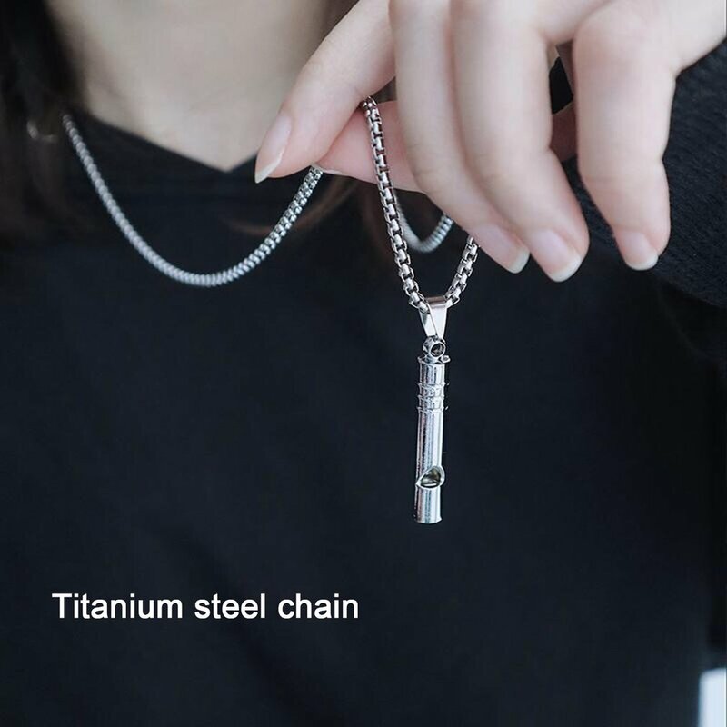 Whistle Necklace Pendant Emergency Survival Whistle Outdoor Hiking Camping Necklaces  Stainless Steel Punk Whistle
