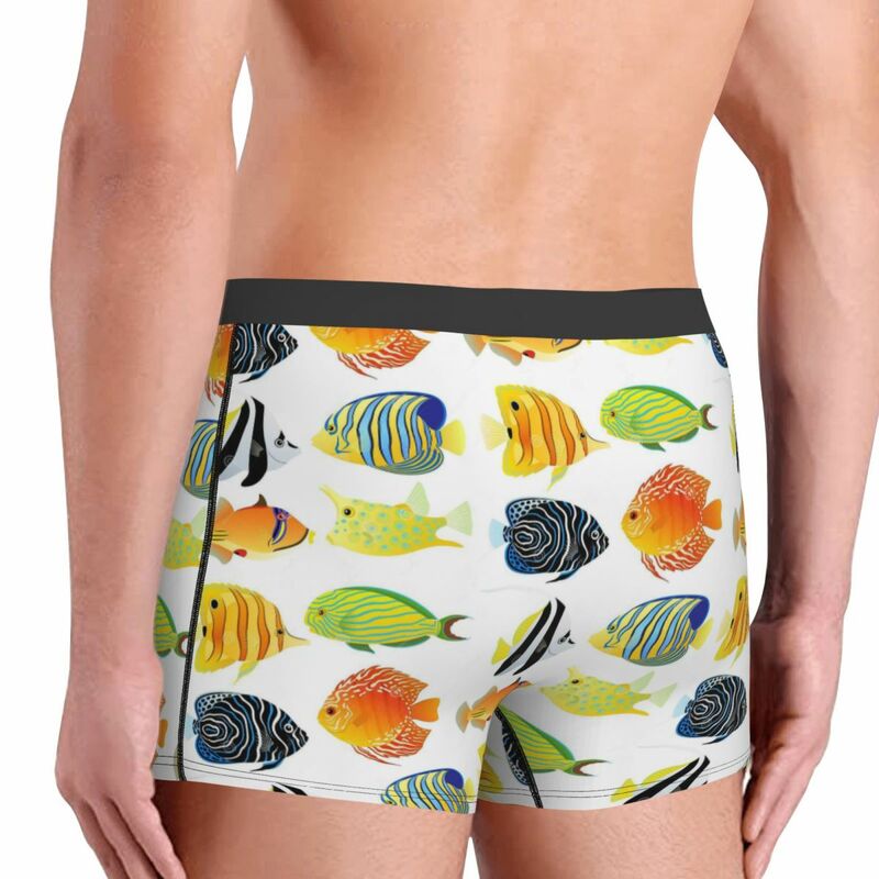 Homens coloridos peixes tropicais boxer cuecas, roupa interior altamente respirável, alta qualidade, shorts impressão 3D, presentes de aniversário, vários