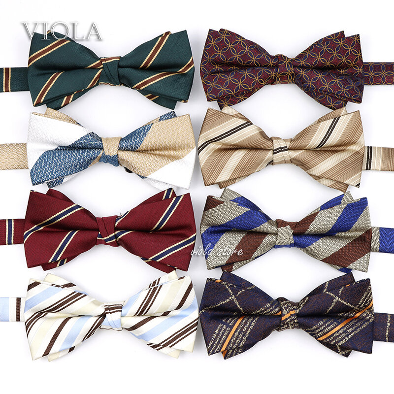 26 Colors Hot Striped Plaid Dot Bowtie Polyester Jacquard Fashion Gentleman Butterfly Business Daily Casual Party Gift Accessory