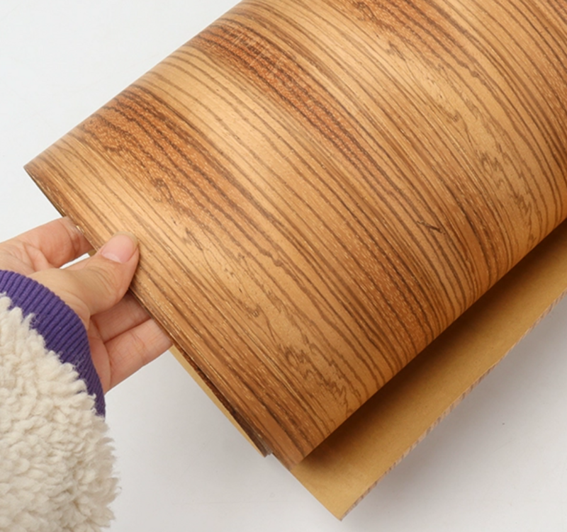 Folheado de madeira zebra natural para móveis, grão reto, materiais decorativos para madeira, largura 2.5m, 580mm, T 0.3mm