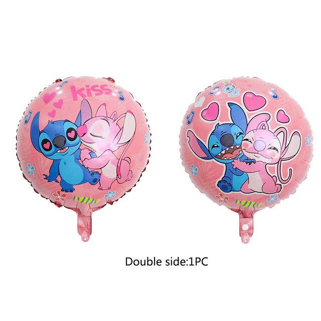 Disney Lilo e Stitch Cartoon Balões Set para meninas, decoração de aniversário, brinquedo de látex rosa, presente infantil