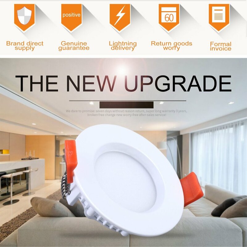 FSL-Energy Saving Downlight para sala de estar e quarto, luz de alto brilho, lâmpada da moda, 220V, 3W, 6W, 3000K, 6500K