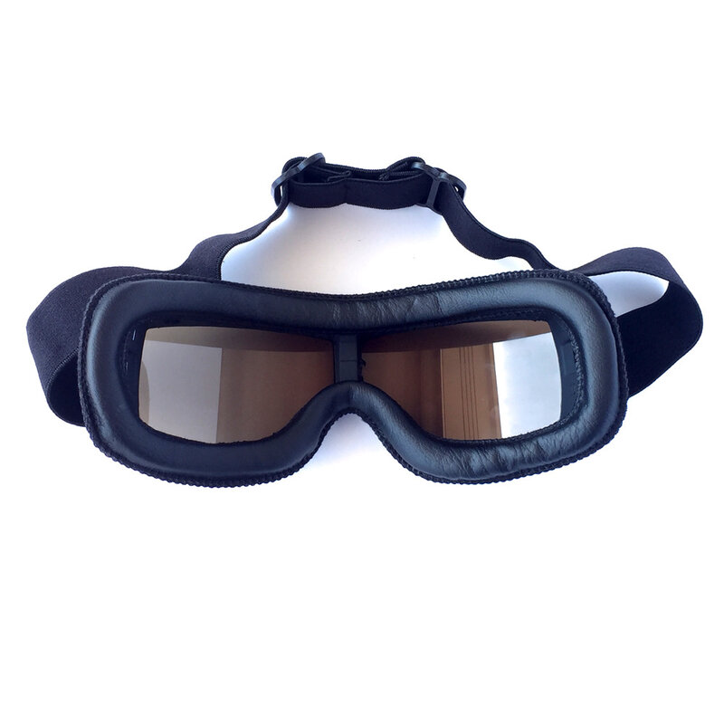 Gafas de casco de motocicleta Retro, gafas de sol de cuero Blacke plegables para exteriores, gafas de seguridad Vintage