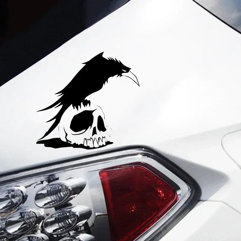 Various Sizes Vinyl Decal Raven and Skull Car Sticker Waterproof Auto Decors on Truck Bumper Rear Window