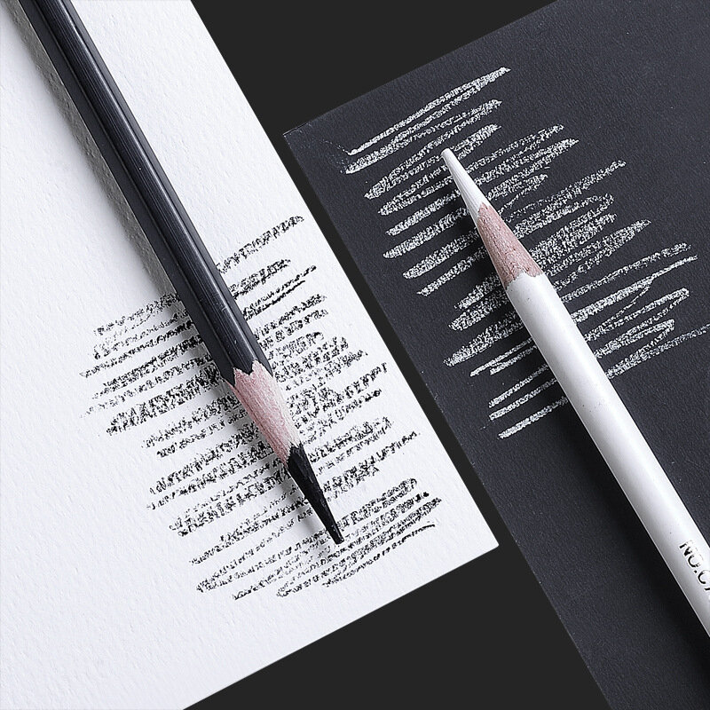 ชุดดินสอถ่านสีขาวดำสำหรับศิลปินชิ้น/เซ็ต6ชุดสำหรับวาดภาพร่างแรเงาบนกระดาษแข็งสีเข้ม