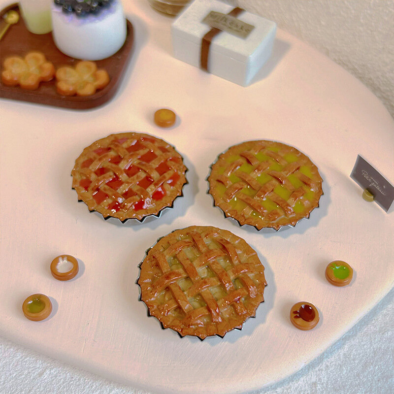 Simulasi mainan makanan lezat makanan penutup miniatur Apple Pie dekorasi item cocok untuk 1:12/1:6 rumah boneka ornamen dapur