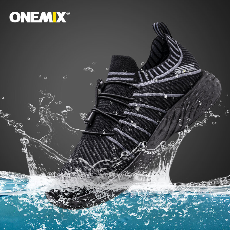 ONEMIX Mới Đen Chạy Bộ Cho Nam Chống Thấm Thoáng Khí Đào Tạo Giày Nam Ngoài Trời Chống Trơn Trượt Đi Bộ Giày Thể Thao